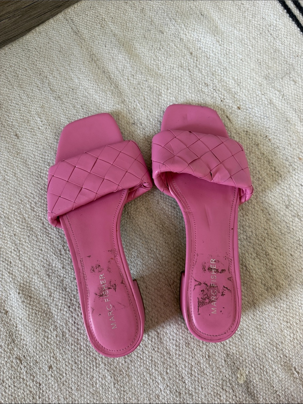 Marc Fisher Pink Woven Slide Mules